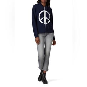 ☮️ Victor Alfaro Zip Up Sweatshirt Peace Sign Revolution Navy Women’s Size XL